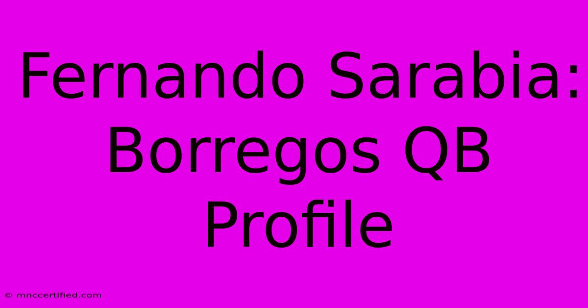 Fernando Sarabia: Borregos QB Profile