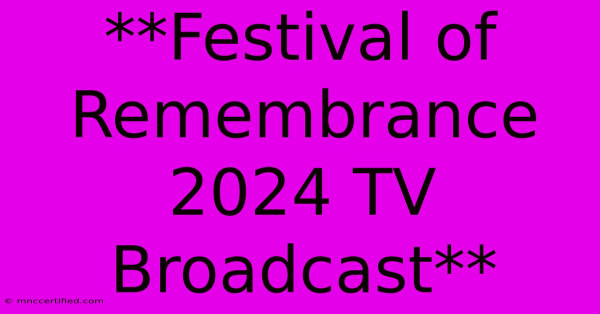 **Festival Of Remembrance 2024 TV Broadcast**