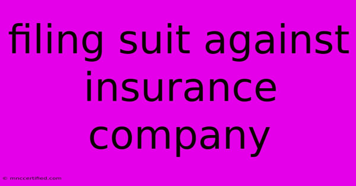 Filing Suit Against Insurance Company