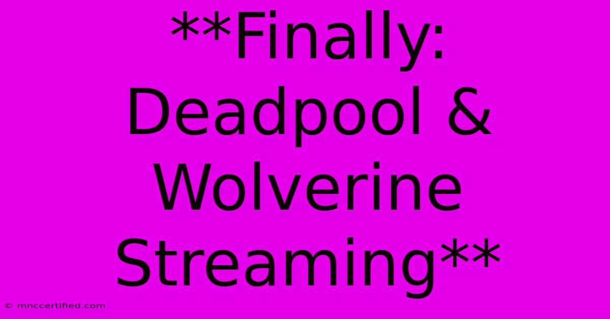 **Finally: Deadpool & Wolverine Streaming** 