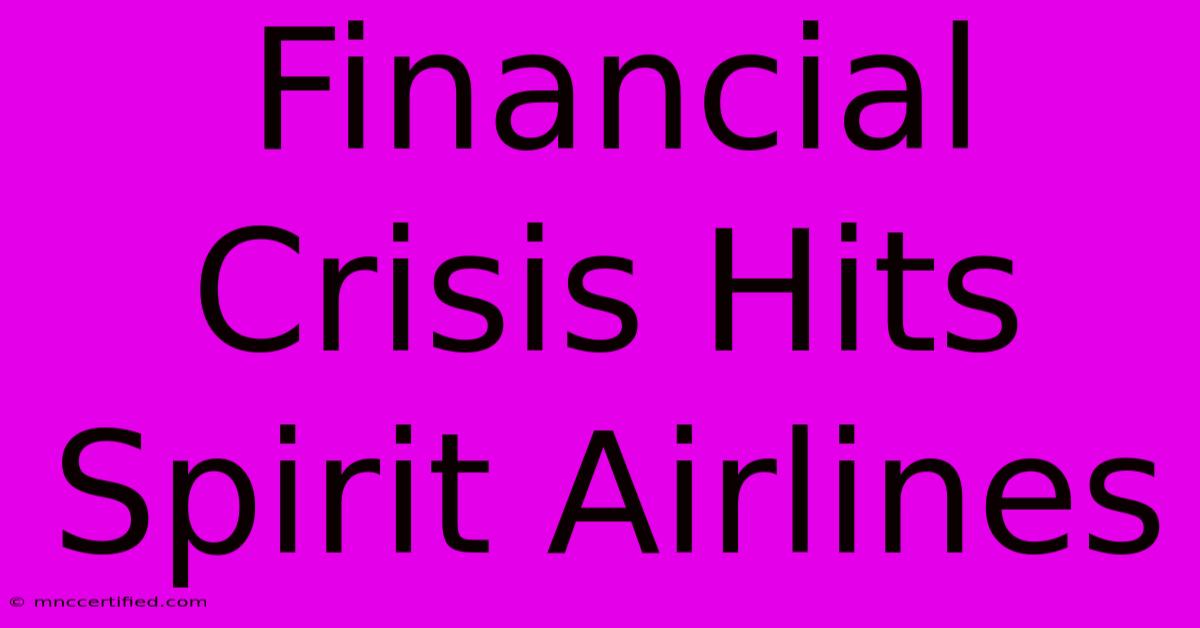 Financial Crisis Hits Spirit Airlines