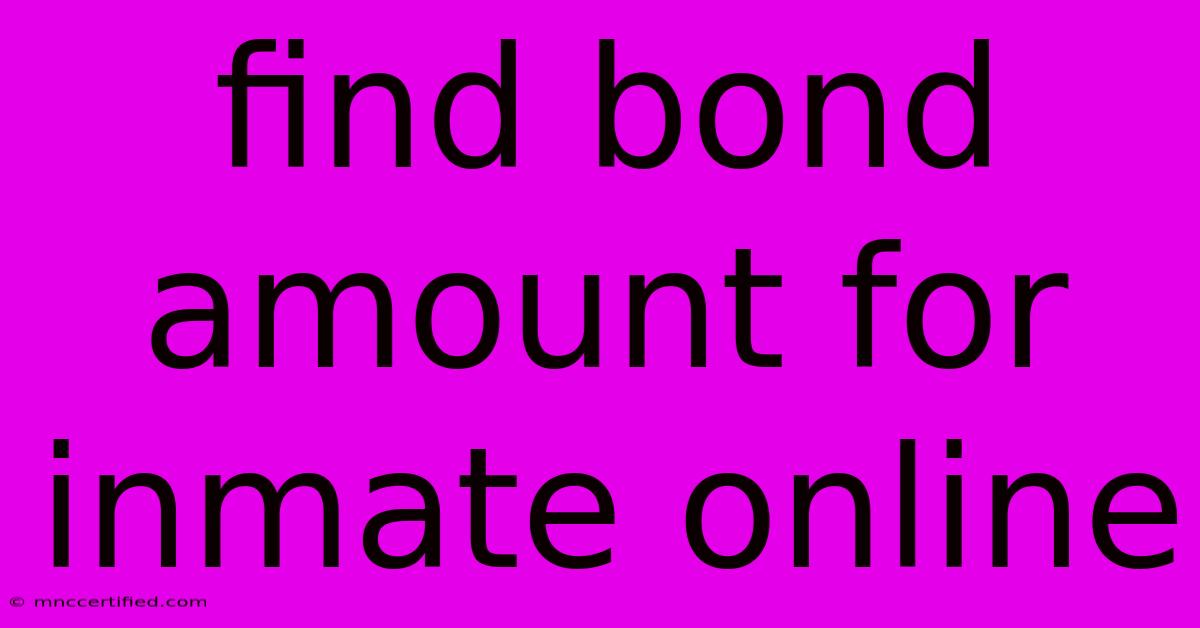 Find Bond Amount For Inmate Online