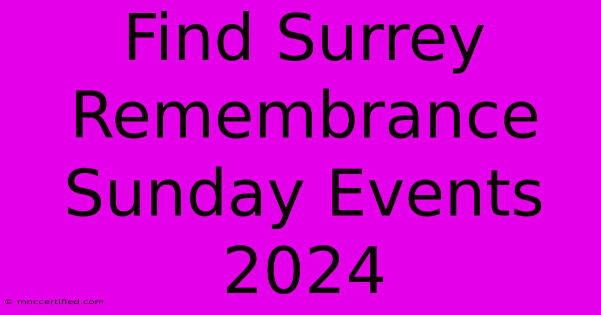 Find Surrey Remembrance Sunday Events 2024