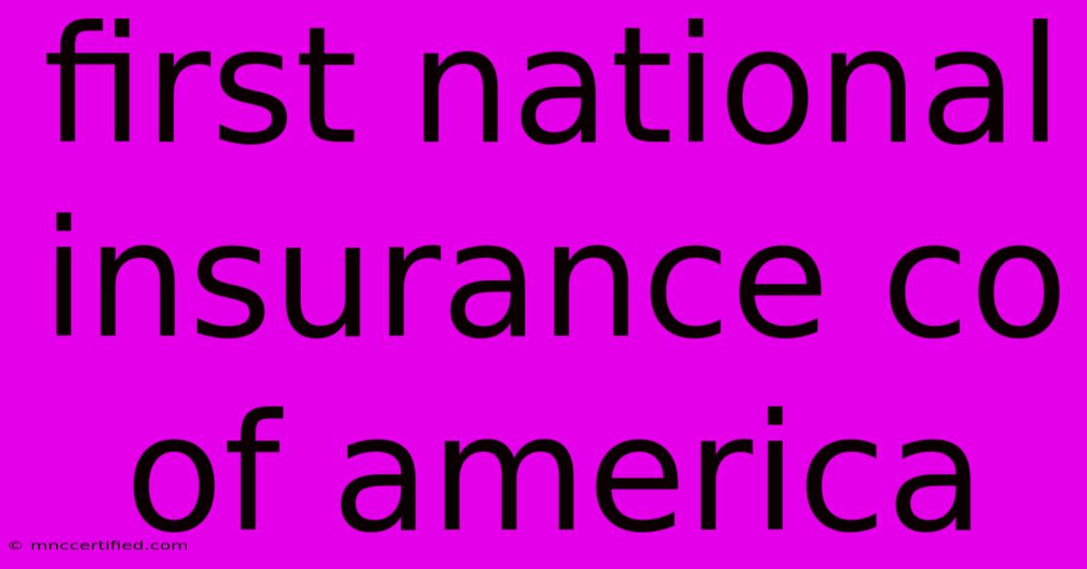 First National Insurance Co Of America