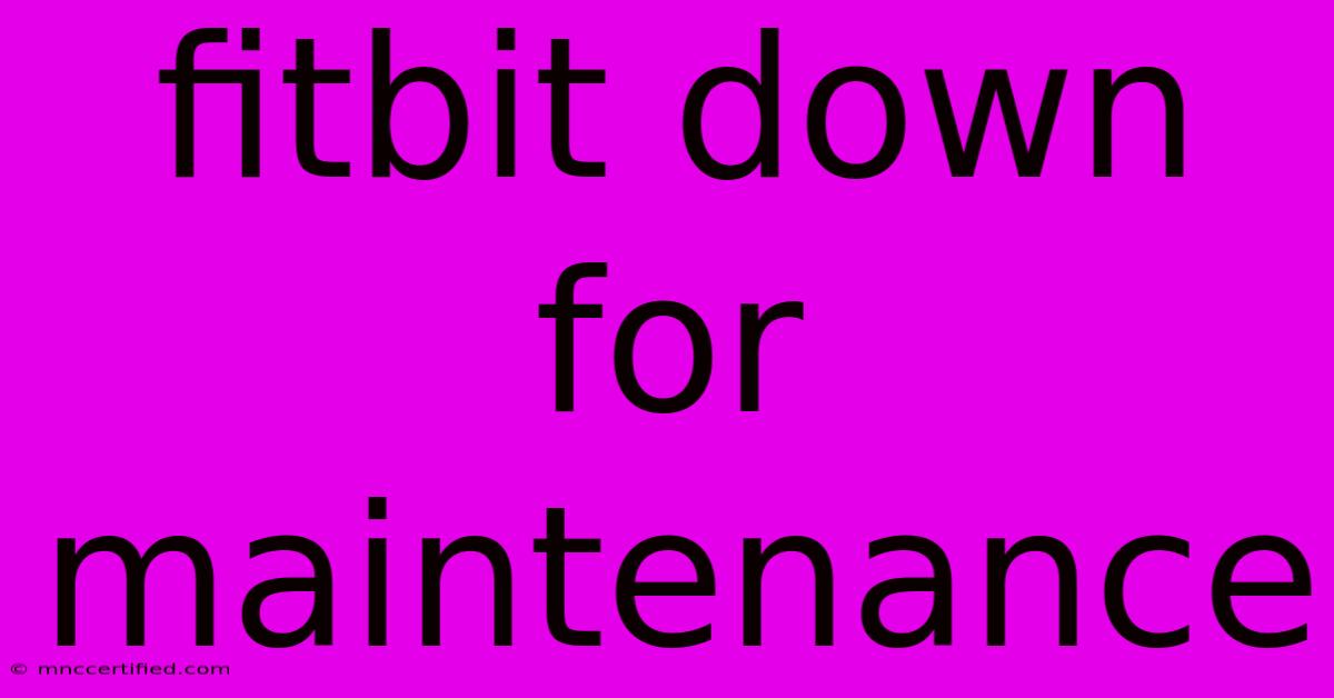 Fitbit Down For Maintenance