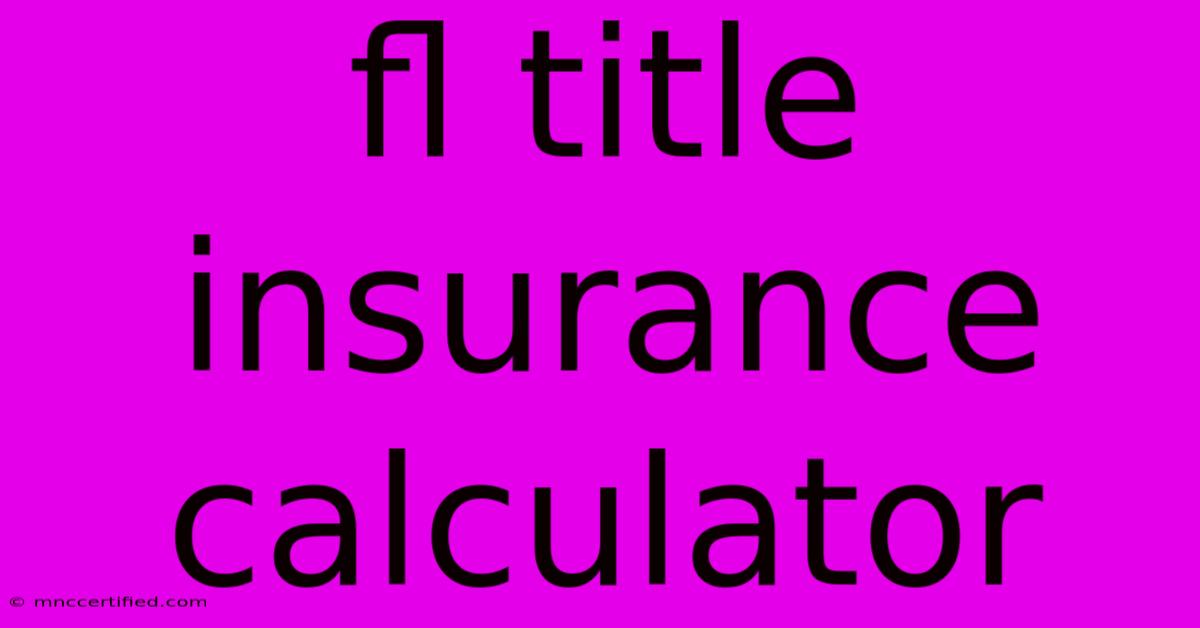 Fl Title Insurance Calculator