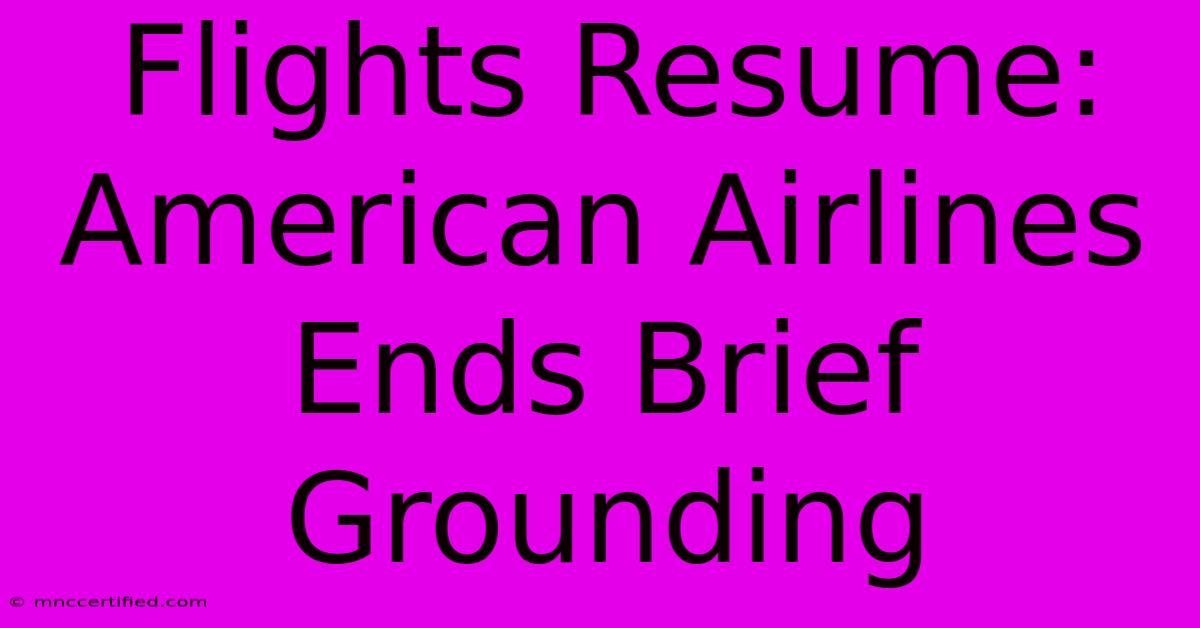 Flights Resume: American Airlines Ends Brief Grounding