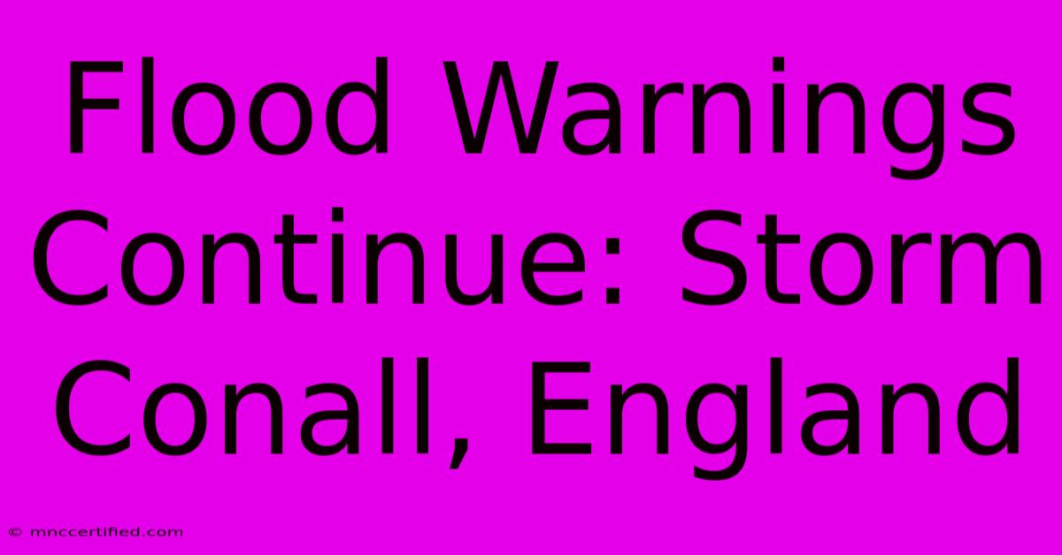 Flood Warnings Continue: Storm Conall, England