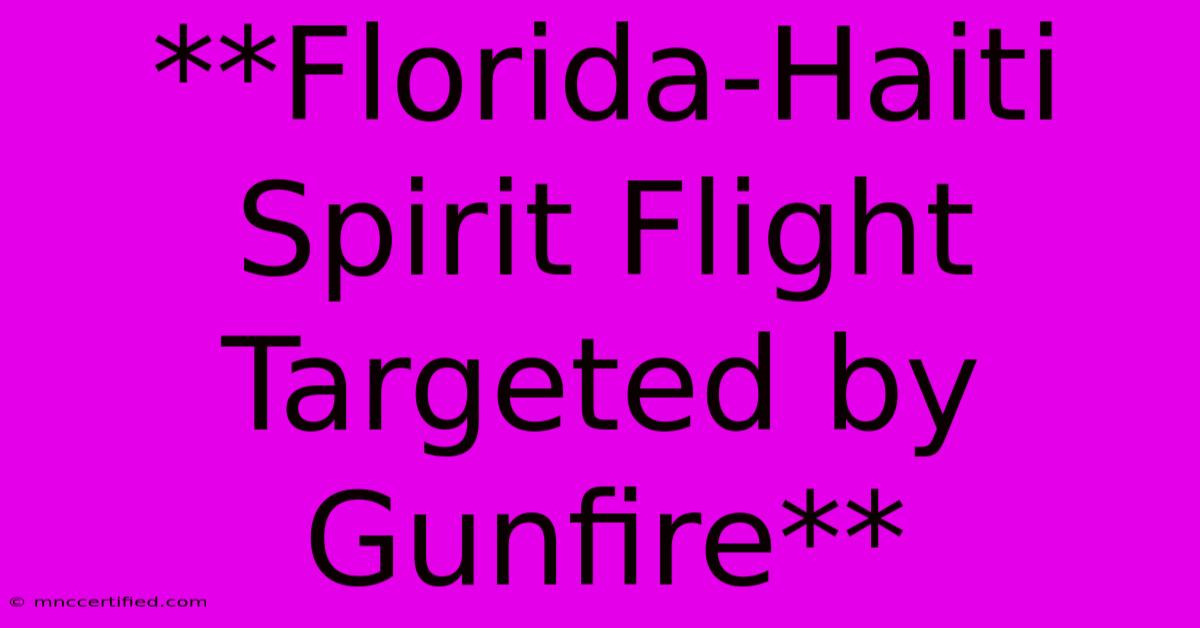 **Florida-Haiti Spirit Flight Targeted By Gunfire**