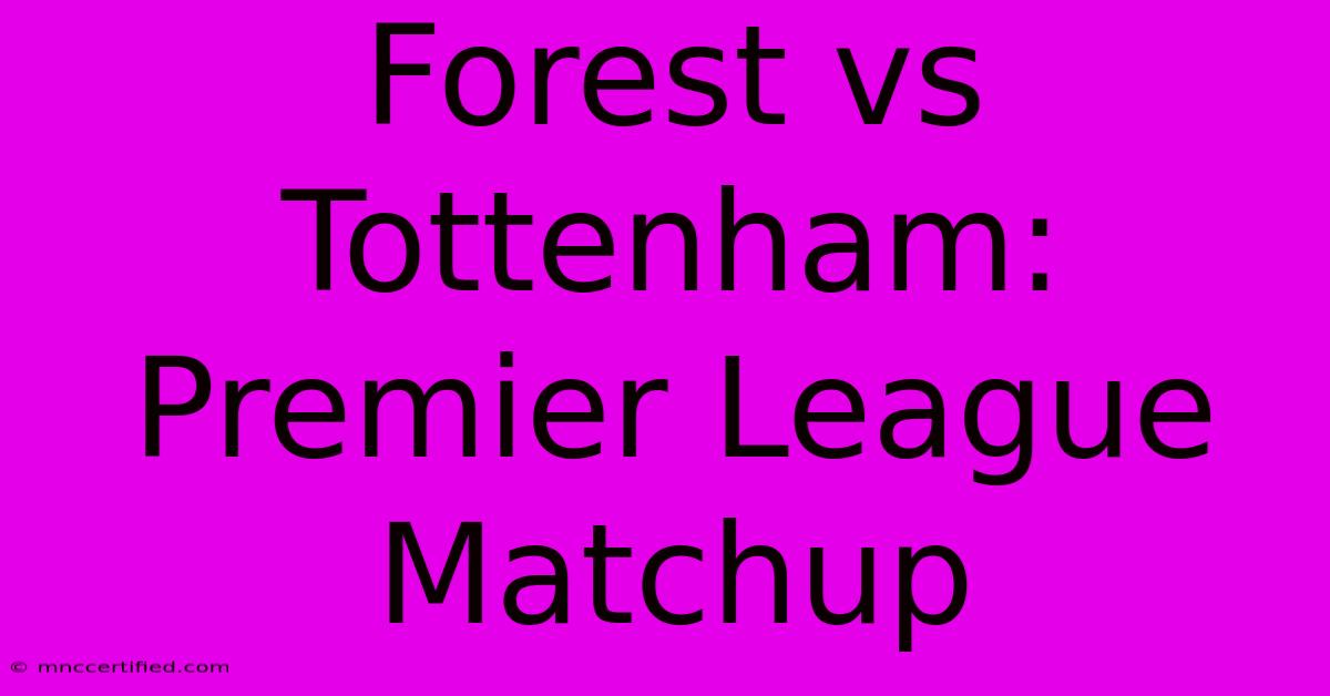 Forest Vs Tottenham: Premier League Matchup