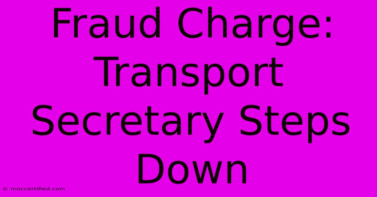 Fraud Charge: Transport Secretary Steps Down