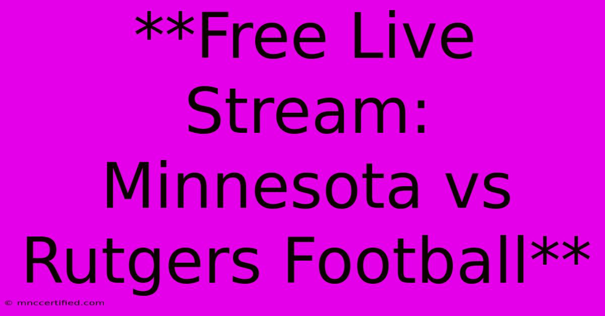 **Free Live Stream: Minnesota Vs Rutgers Football**