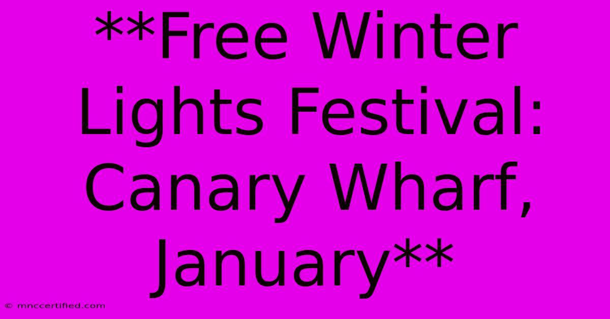 **Free Winter Lights Festival: Canary Wharf, January** 