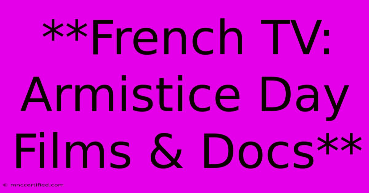 **French TV: Armistice Day Films & Docs**