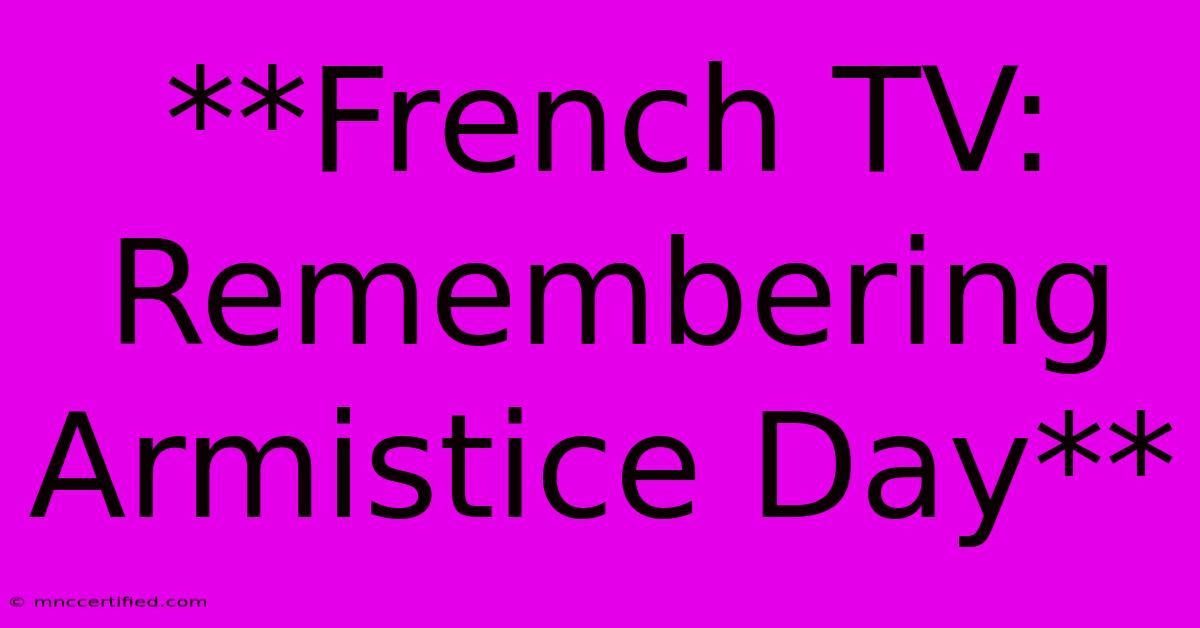 **French TV: Remembering Armistice Day** 