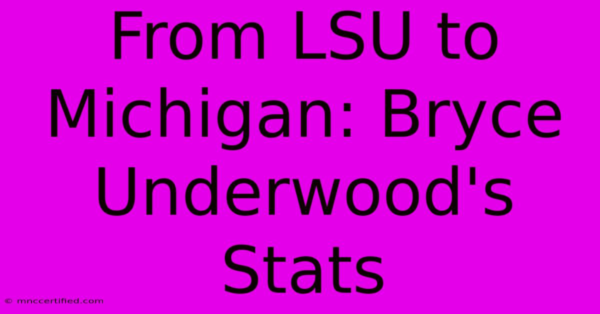 From LSU To Michigan: Bryce Underwood's Stats