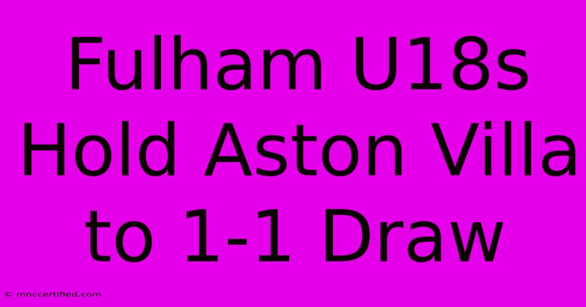 Fulham U18s Hold Aston Villa To 1-1 Draw