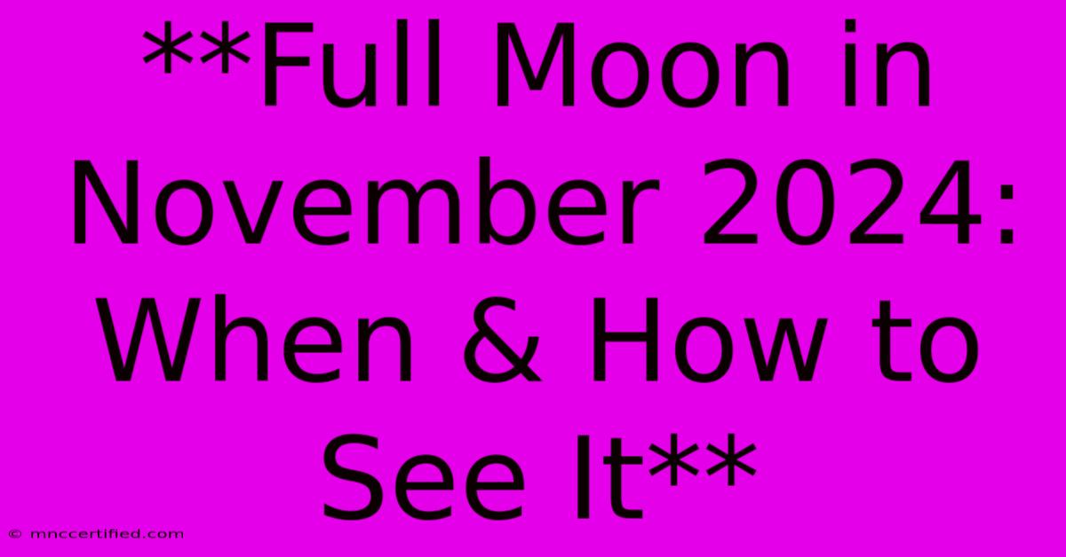 **Full Moon In November 2024: When & How To See It**