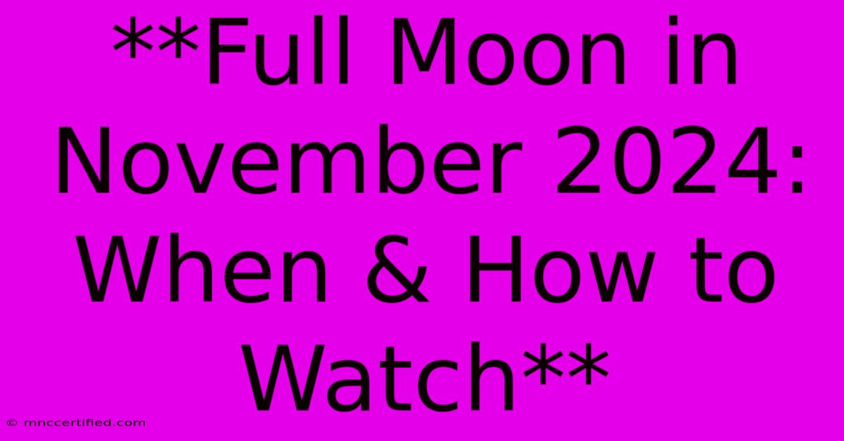 **Full Moon In November 2024: When & How To Watch**