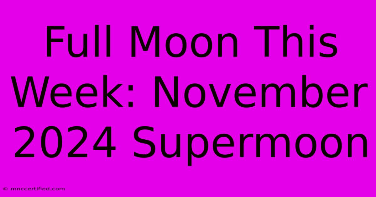 Full Moon This Week: November 2024 Supermoon