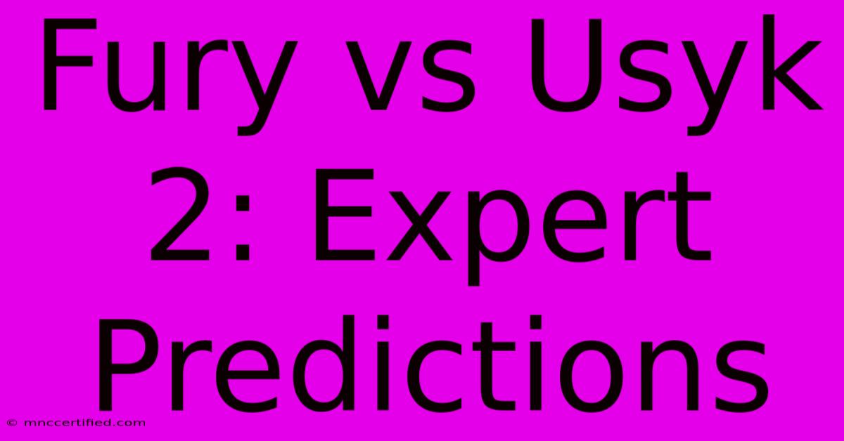 Fury Vs Usyk 2: Expert Predictions