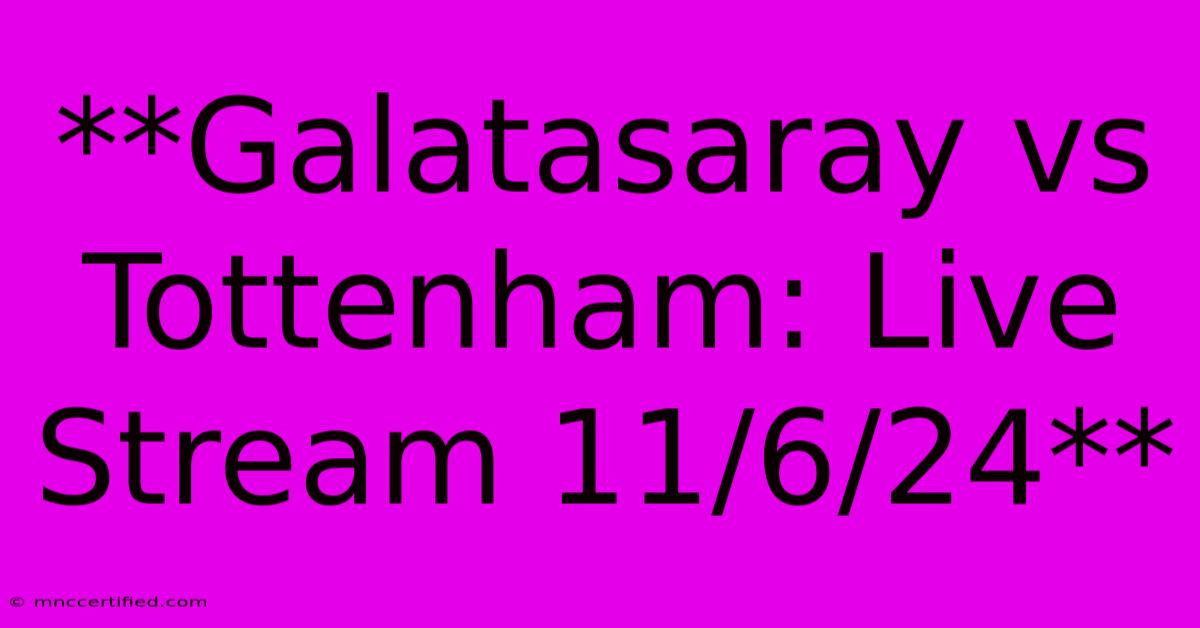 **Galatasaray Vs Tottenham: Live Stream 11/6/24**