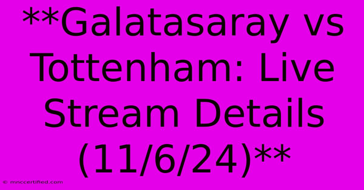 **Galatasaray Vs Tottenham: Live Stream Details (11/6/24)** 