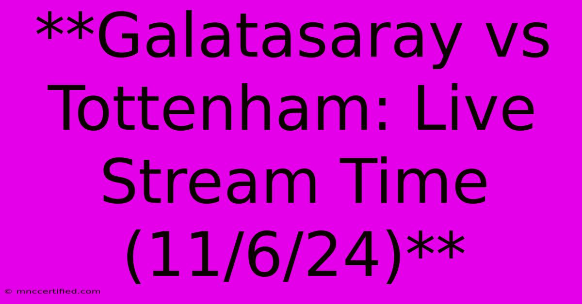 **Galatasaray Vs Tottenham: Live Stream Time (11/6/24)**