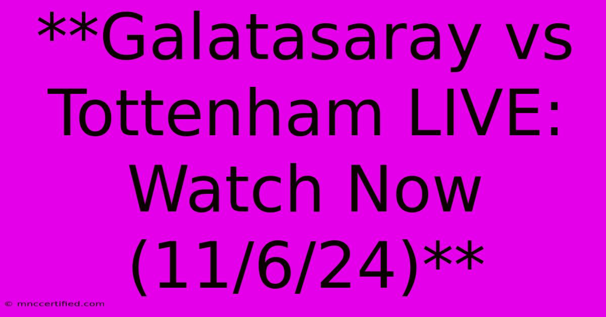 **Galatasaray Vs Tottenham LIVE: Watch Now (11/6/24)**