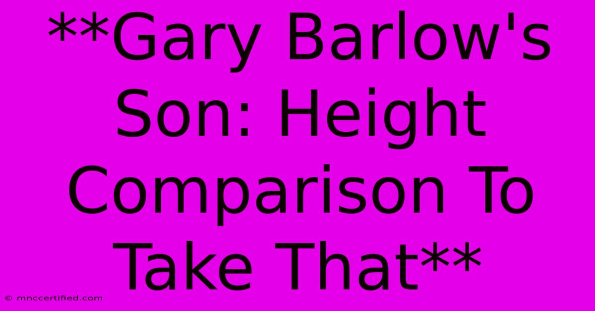 **Gary Barlow's Son: Height Comparison To Take That** 