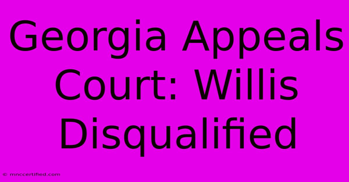 Georgia Appeals Court: Willis Disqualified