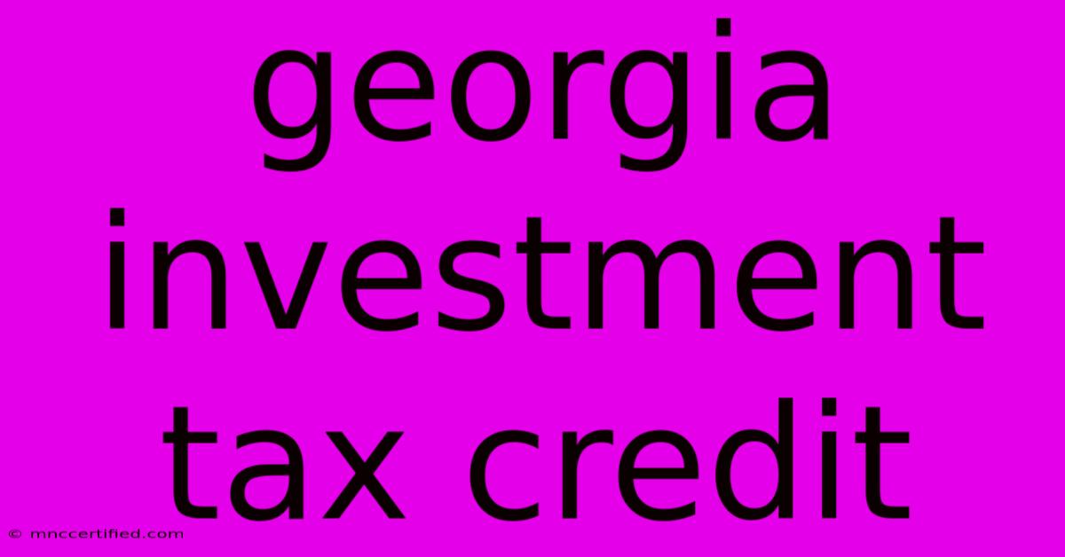 Georgia Investment Tax Credit