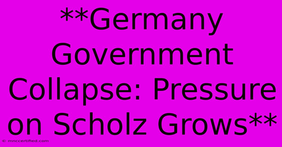 **Germany Government Collapse: Pressure On Scholz Grows**