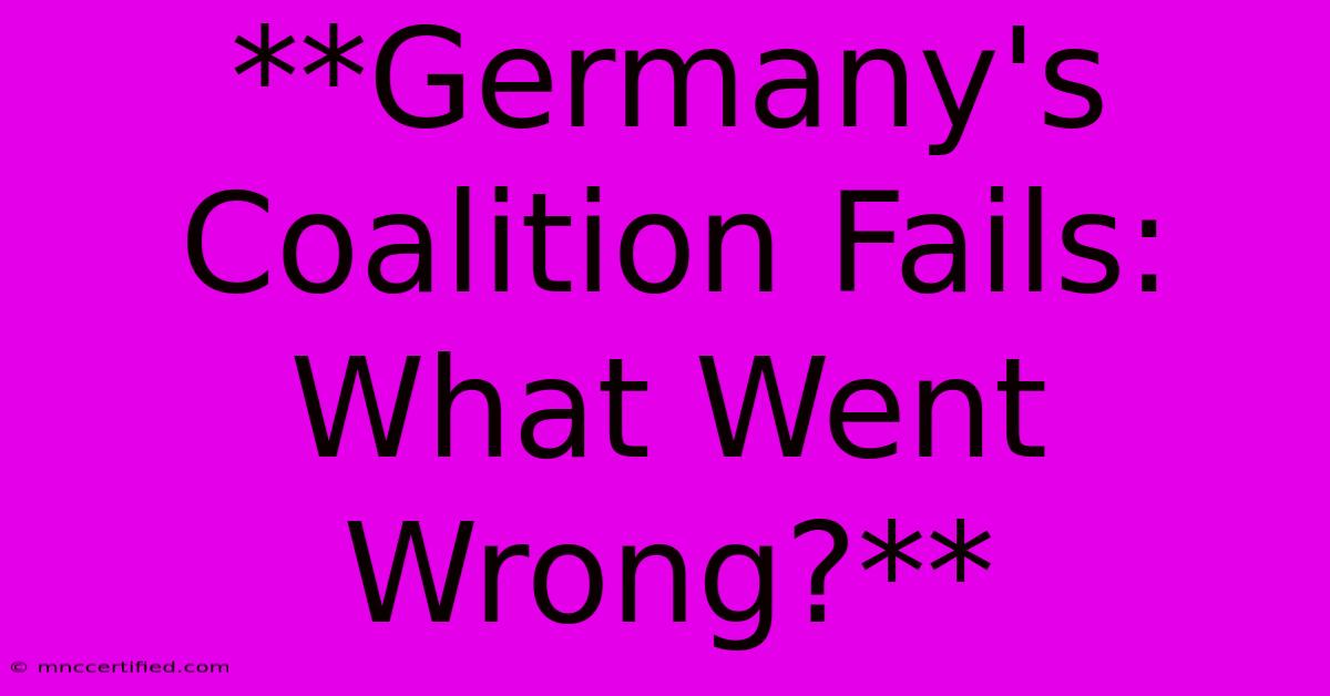 **Germany's Coalition Fails: What Went Wrong?** 