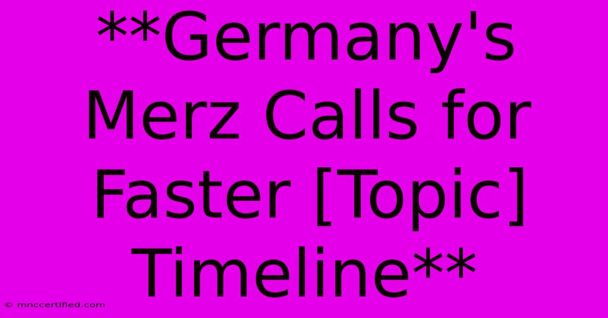 **Germany's Merz Calls For Faster [Topic] Timeline**