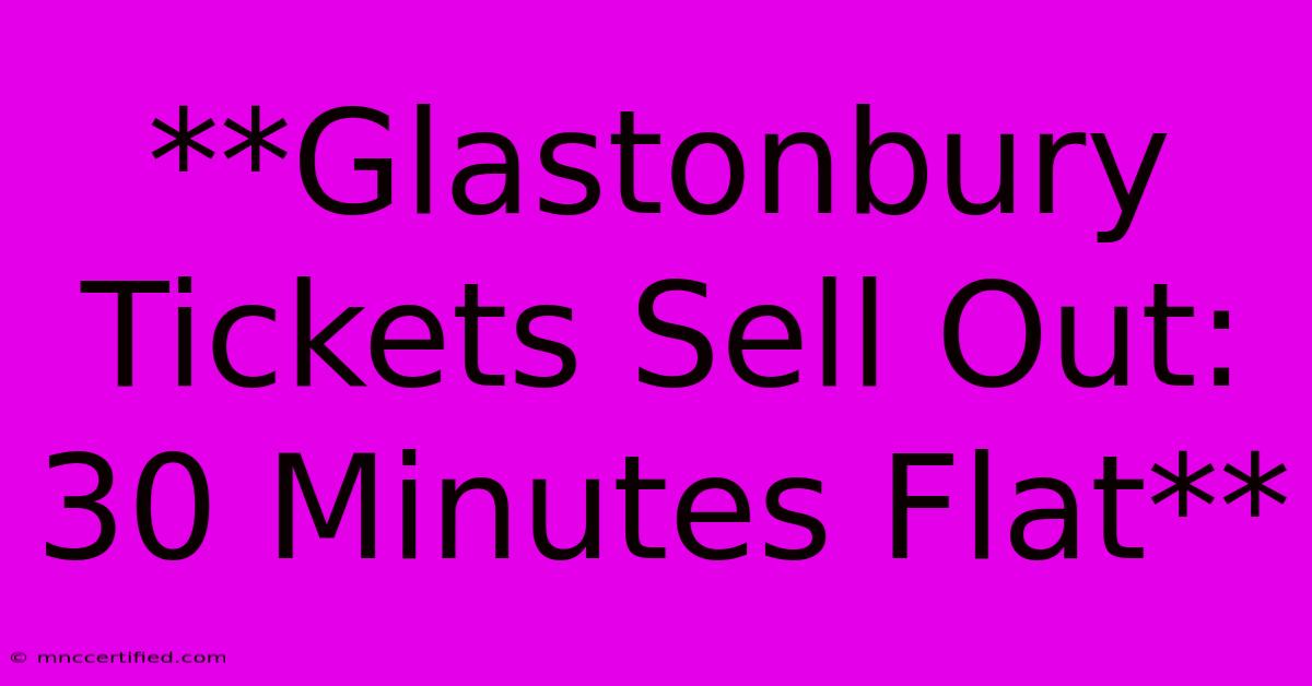 **Glastonbury Tickets Sell Out: 30 Minutes Flat**