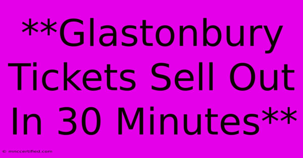 **Glastonbury Tickets Sell Out In 30 Minutes**