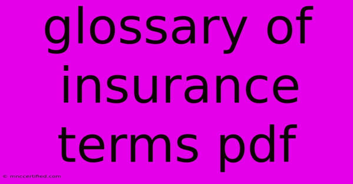 Glossary Of Insurance Terms Pdf