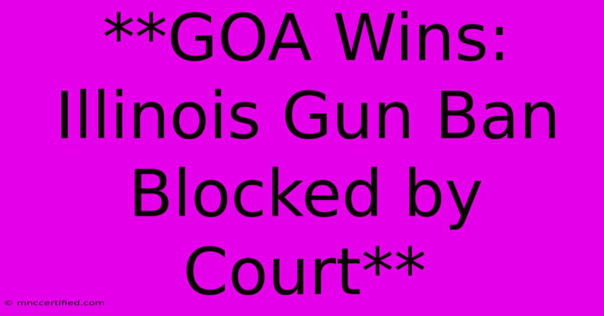 **GOA Wins: Illinois Gun Ban Blocked By Court**