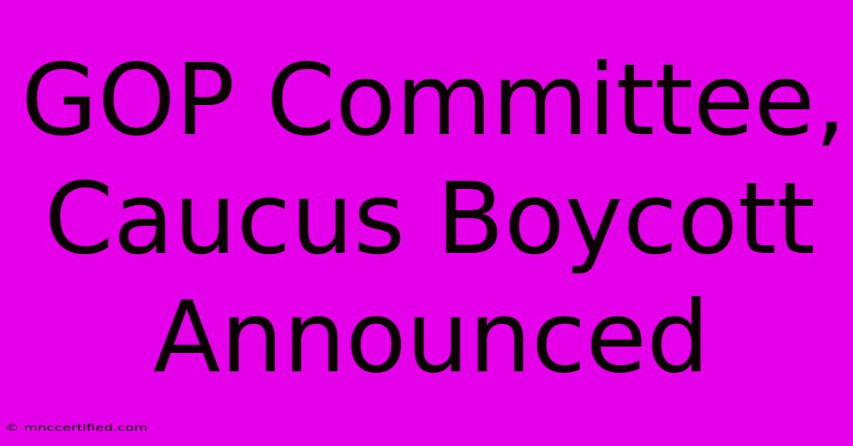 GOP Committee, Caucus Boycott Announced