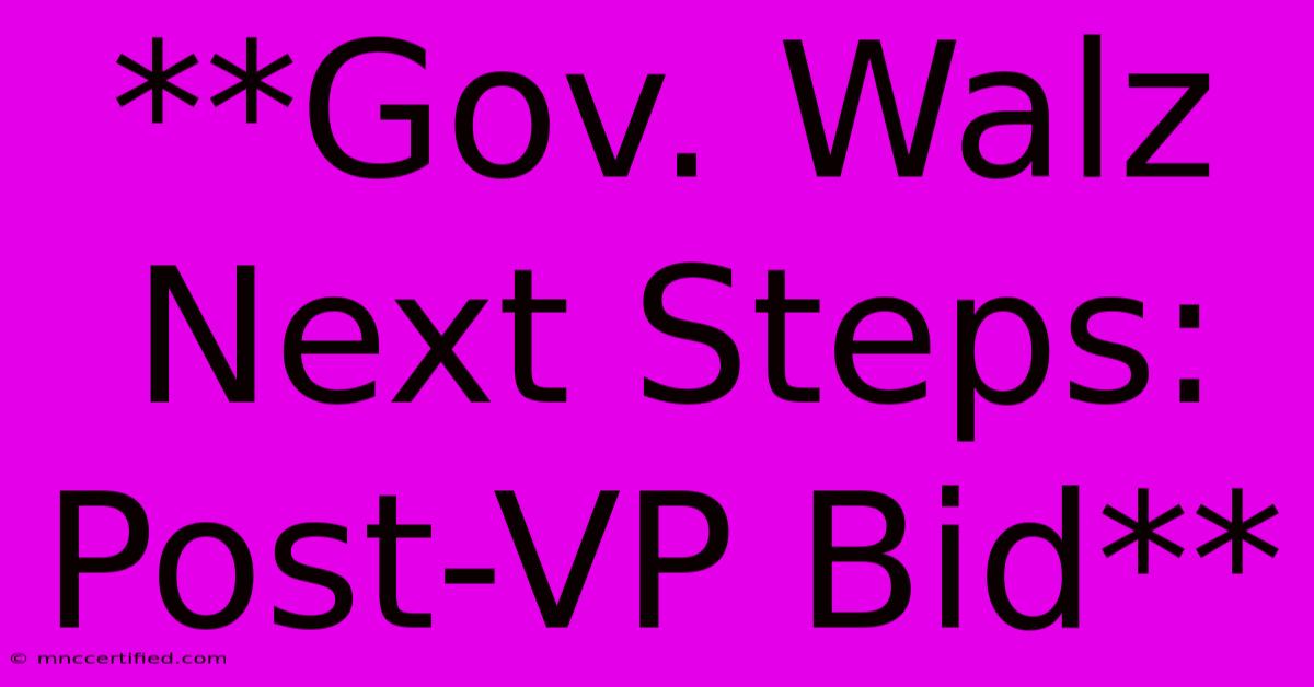 **Gov. Walz Next Steps: Post-VP Bid**