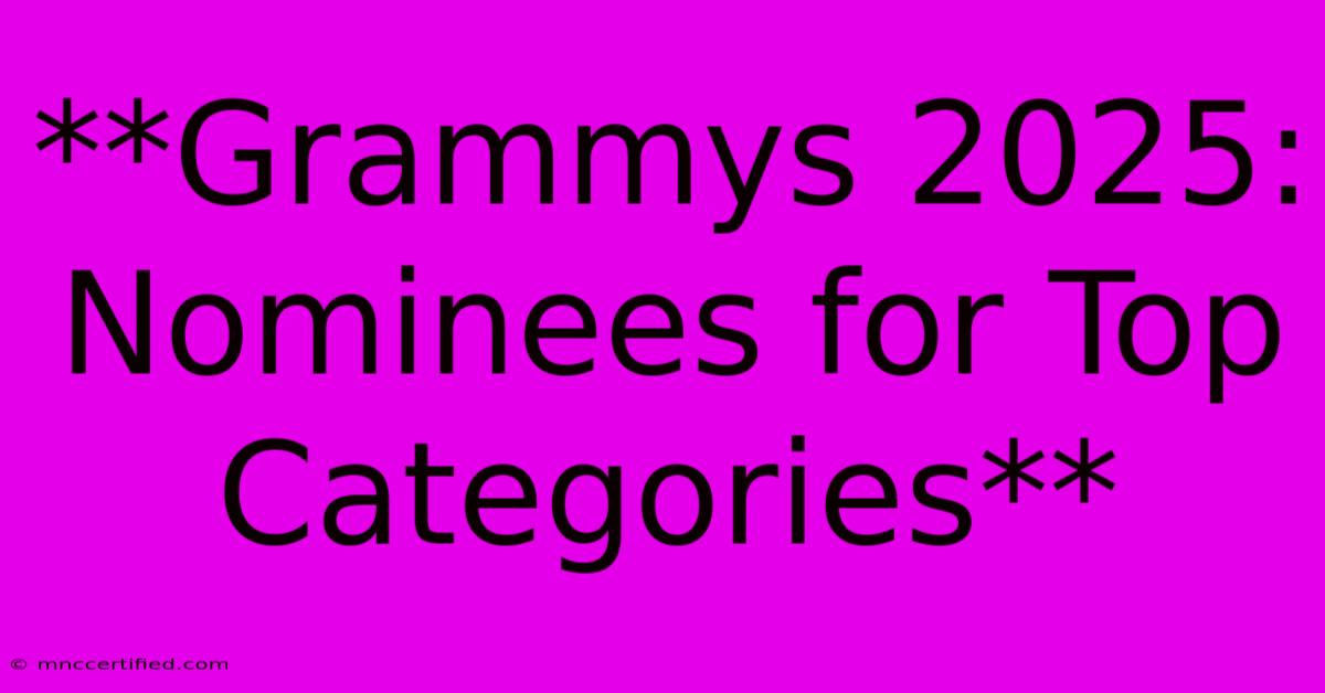 **Grammys 2025: Nominees For Top Categories** 