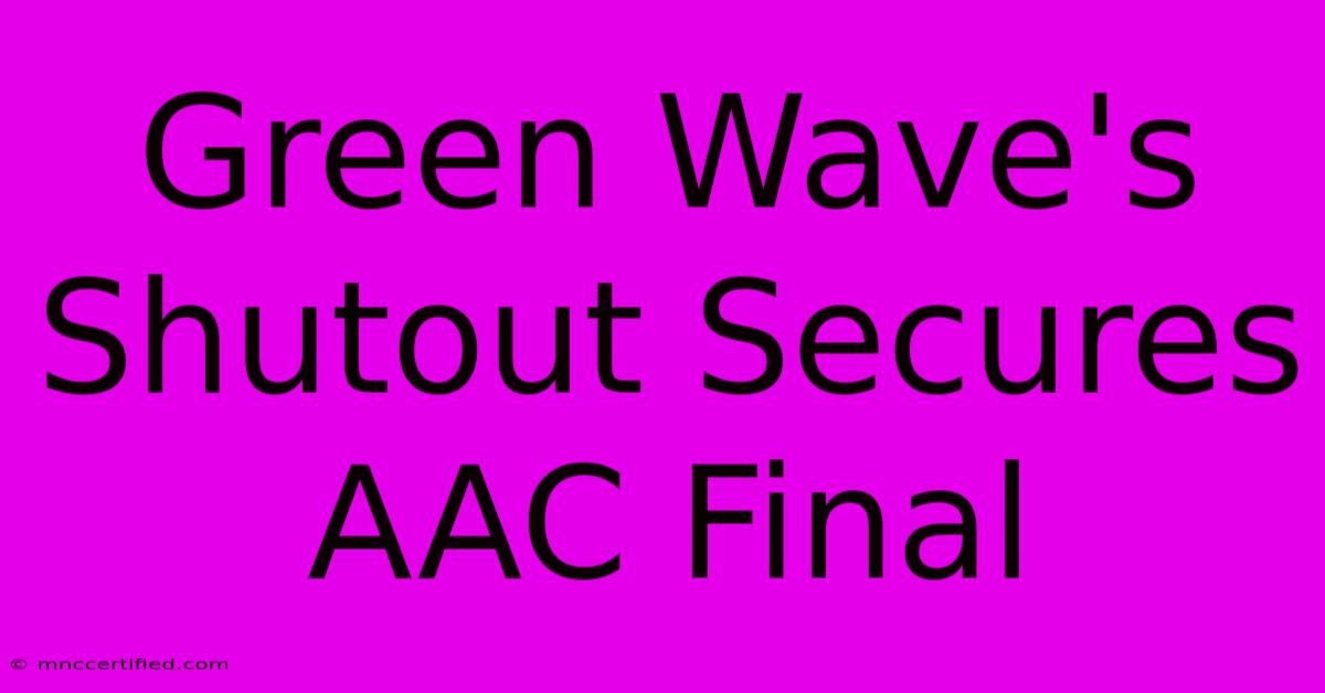 Green Wave's Shutout Secures AAC Final