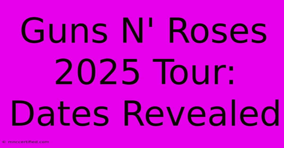 Guns N' Roses 2025 Tour: Dates Revealed