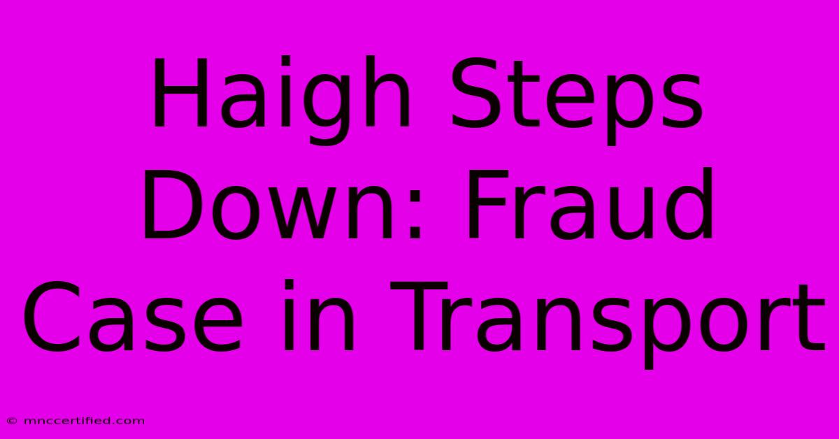 Haigh Steps Down: Fraud Case In Transport