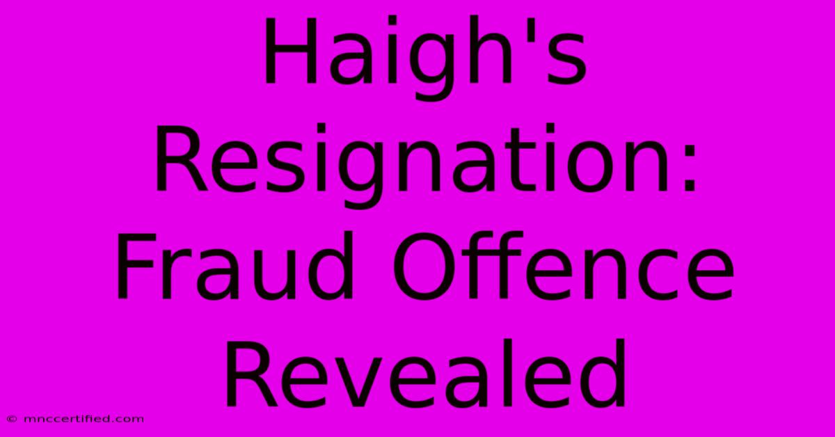 Haigh's Resignation: Fraud Offence Revealed