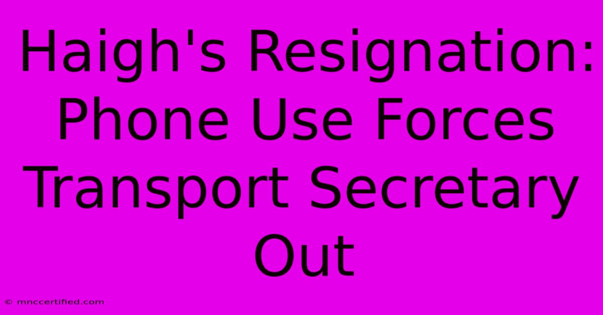 Haigh's Resignation: Phone Use Forces Transport Secretary Out