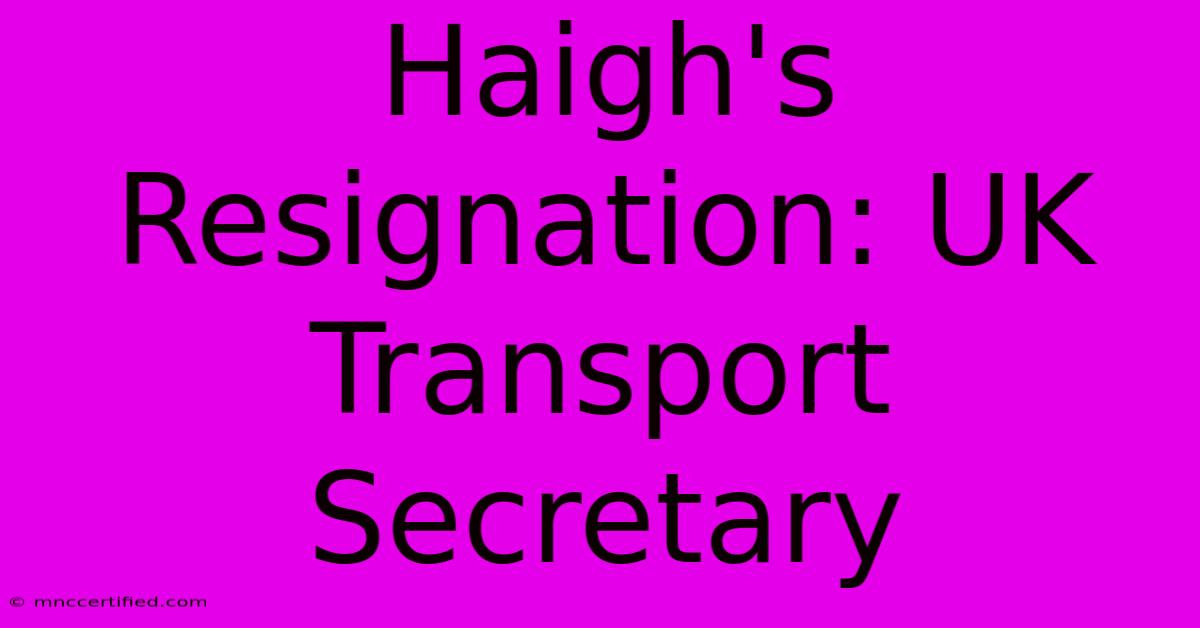 Haigh's Resignation: UK Transport Secretary