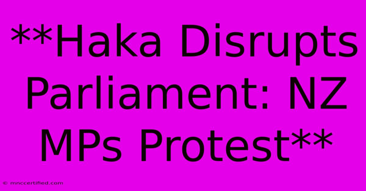 **Haka Disrupts Parliament: NZ MPs Protest**