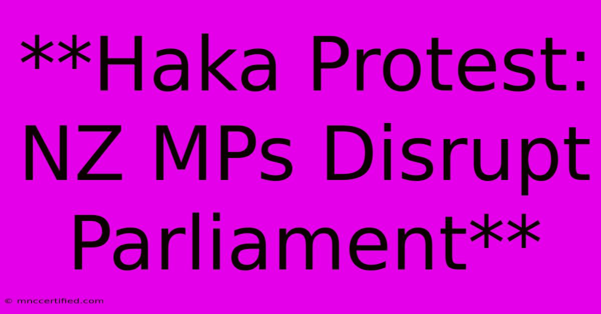 **Haka Protest: NZ MPs Disrupt Parliament** 